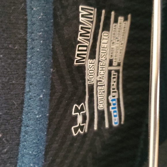 Under Armour Mens ColdGear Infrared Henley Teal and Black - Picture 2 of 3